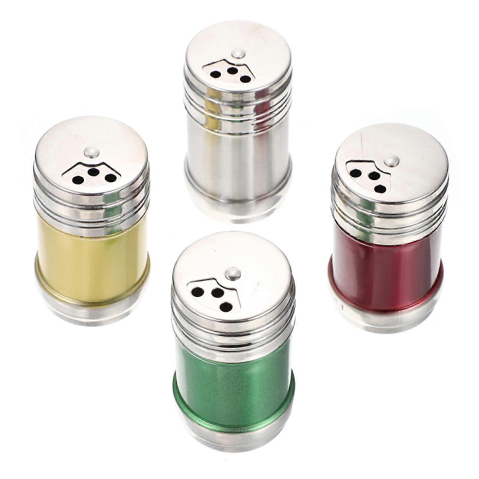Seasoning Shaker Stainless Steel Salt Shaker Multi Function Condiment Container Kitchen Supplies 4Pcs