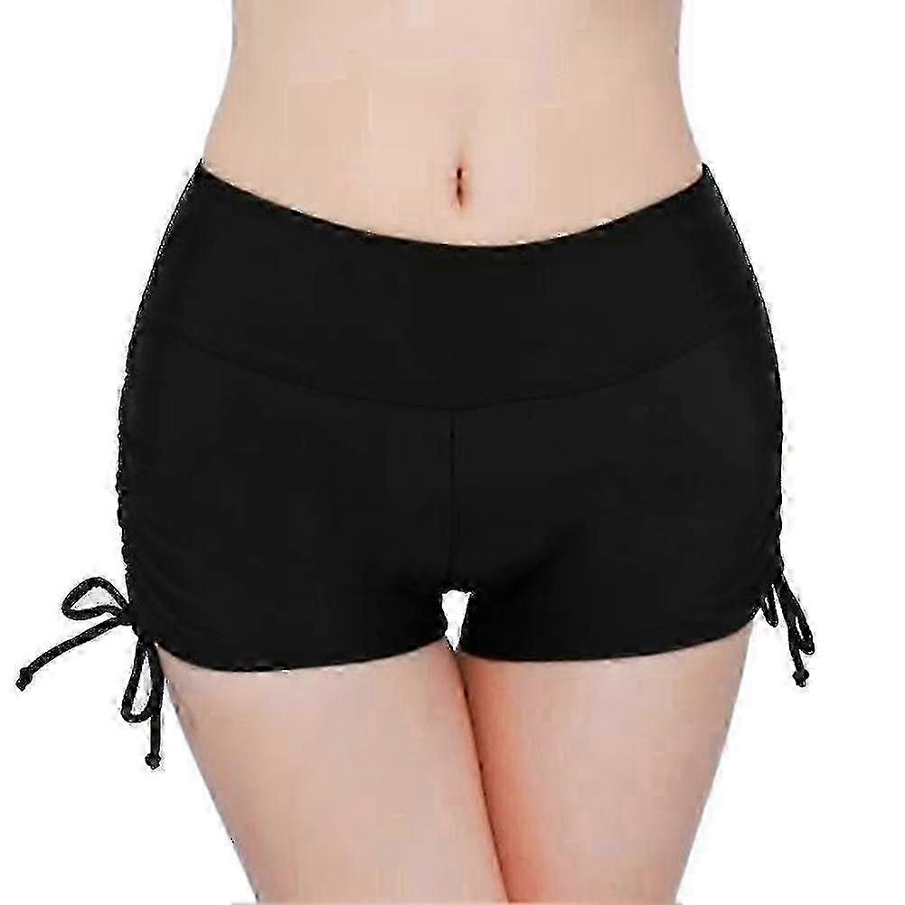 Solid Color Bikini Bottom with Side Pleats for Beach Swimming