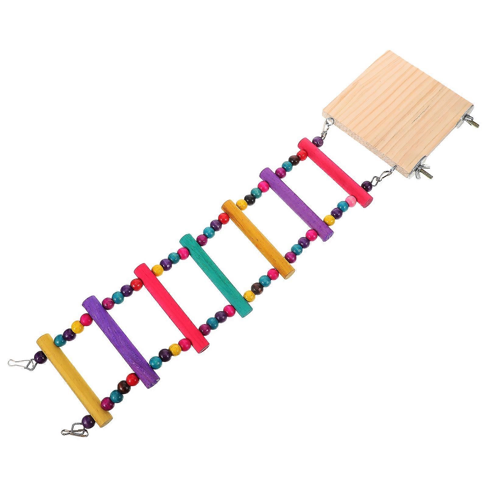 Pet Climbing Ladder Parrot Bird Ladder With Perch Platform Birds Physical Activity Multicolor 1Pack