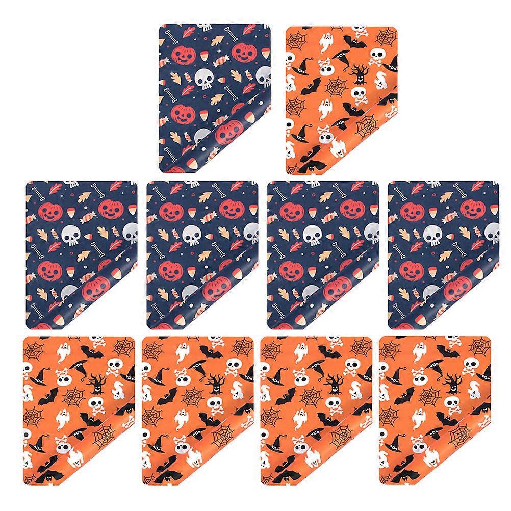 Diy Paper Sheet Cartoon Halloween Elements Wrapping Paper Assorted Color 70.00X50.00X0.20CM present Wrapping 10Pcs