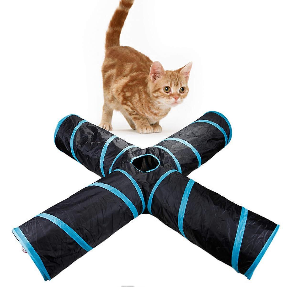 Foldable Pet Tunnel With Rattle Toy, For Cats, Rabbits, And Guinea Pigs, Activity Tunnel, Includes Portable Storage Bag