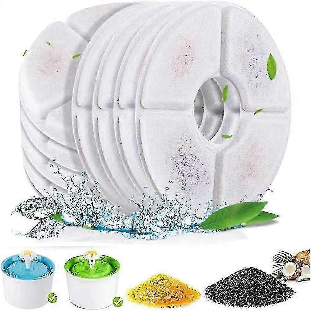 8 Pack Cat Water Fountain Filter, Replacement Filters with Resin and Activated Carbon for Pet Fountains
