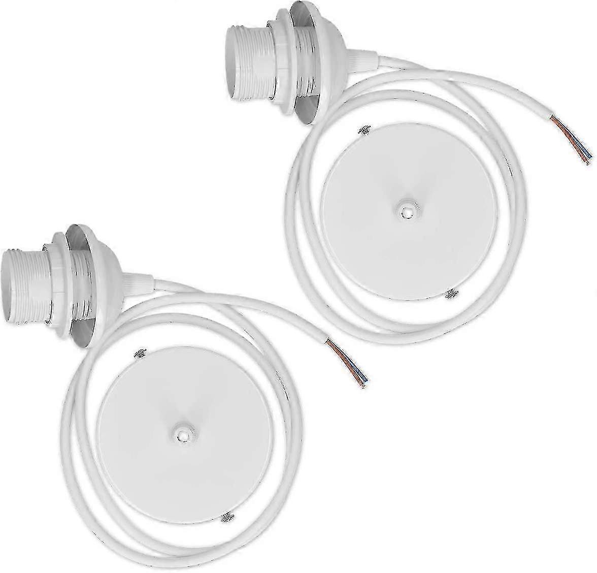 Unique 2x Electric Cable for Lamp - Cable with E27 Socket and Fixing Ring, Suitable for Various Brands, White