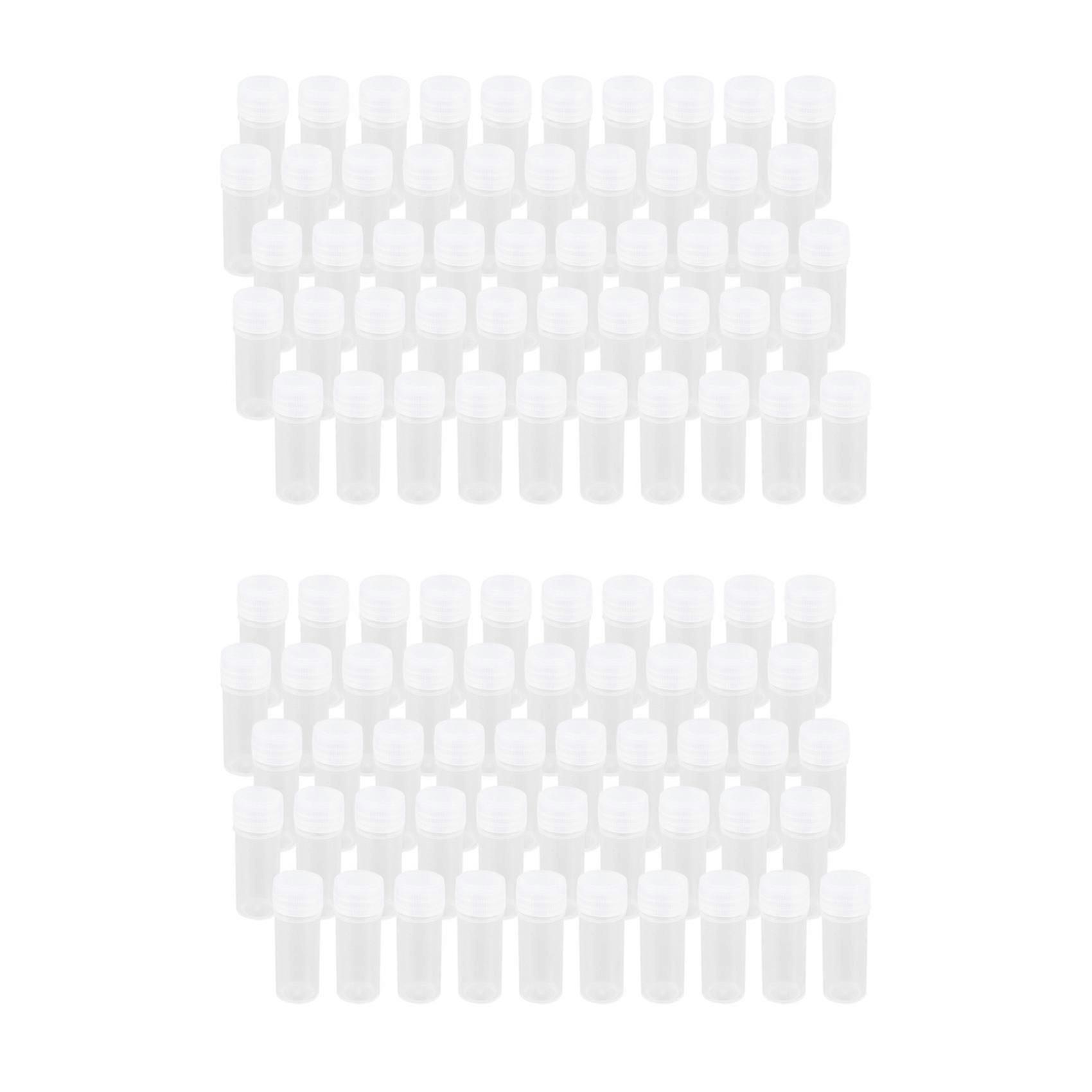 100X plastikowa butelka na próbki 5 ml probówka laboratoryjna mała fiolka pojemnik do przechowywania + pokrywka