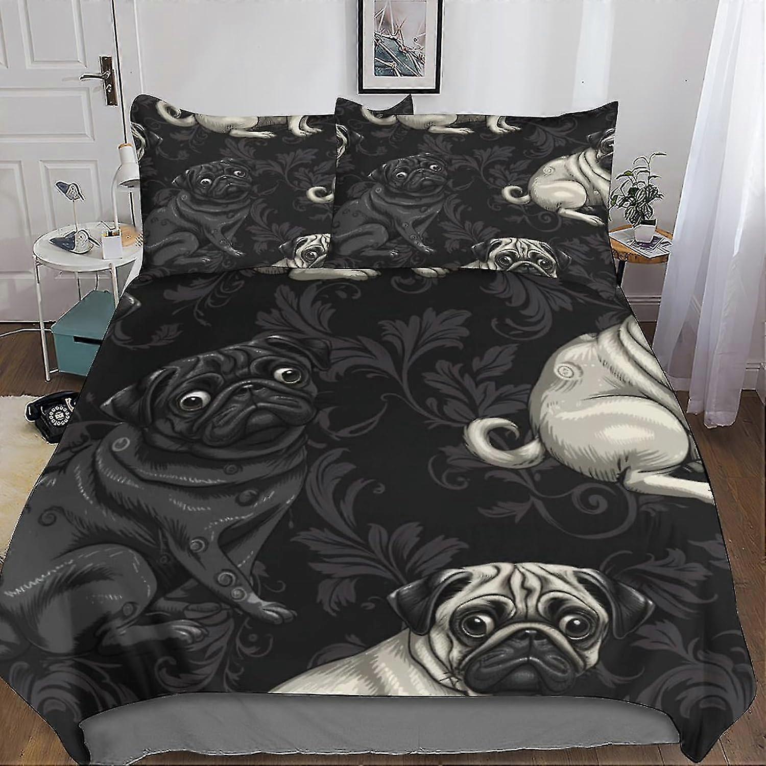 3PC Animal Duvet Cover Bedding Set with Microfiber and Hidden Zipper Closure for Dog Lovers