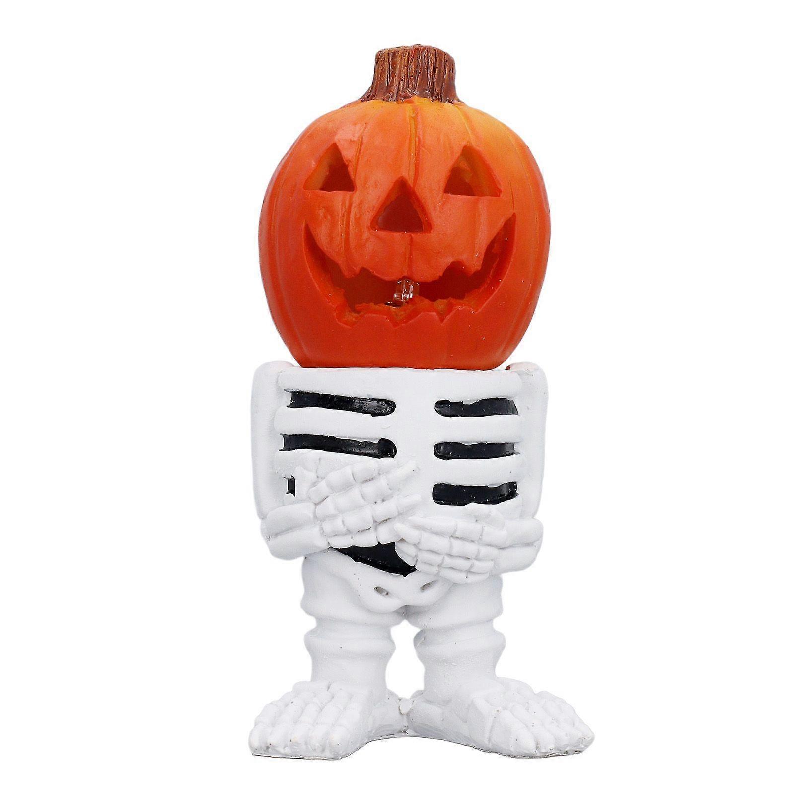 2025 Latest Model  Pumpkin Head Skeleton Figurines Mini LED Light Up Table