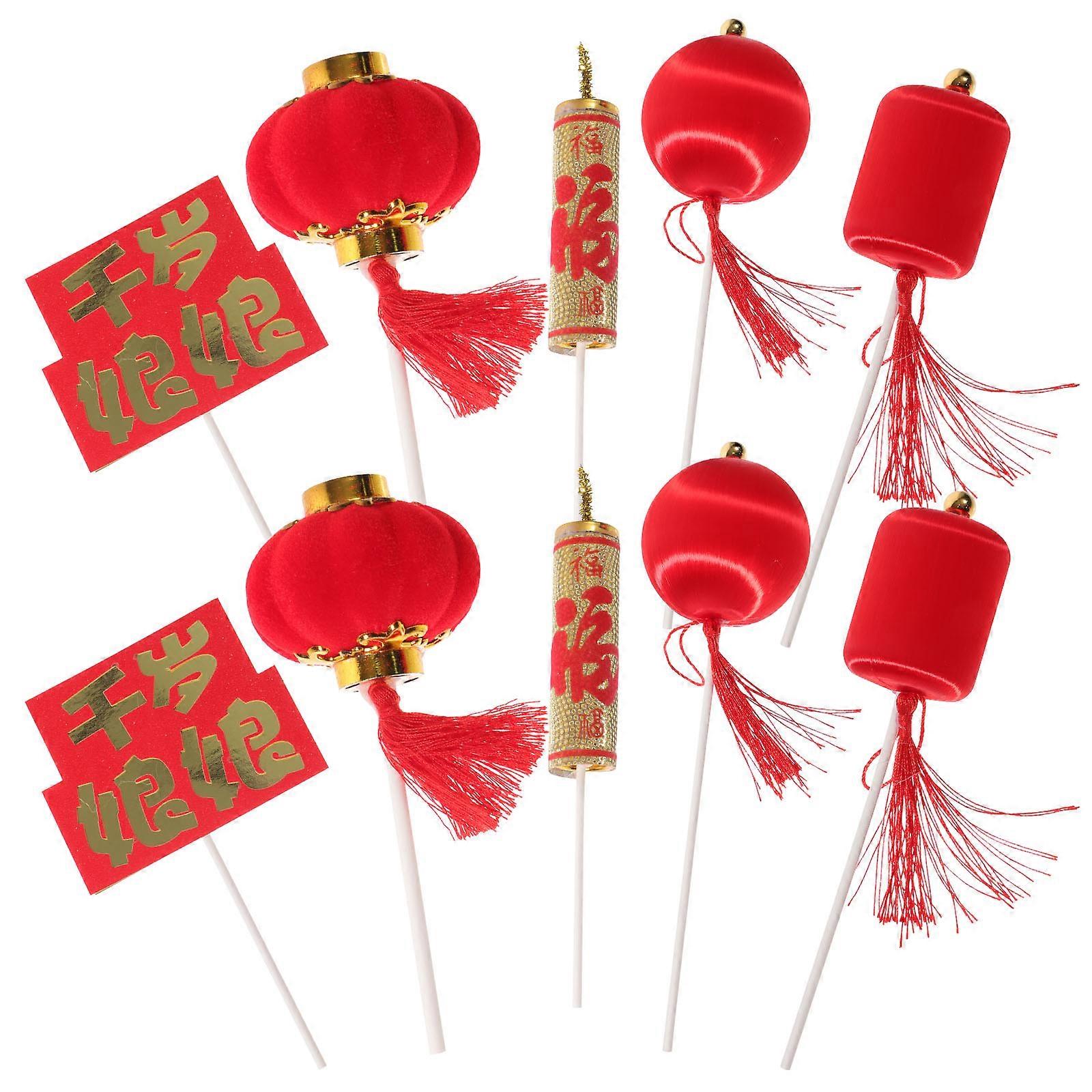 Chinese New Year Cake Decorations Cake Insert Food Pick For Muffin And Bread 10Pcs 16x19cm