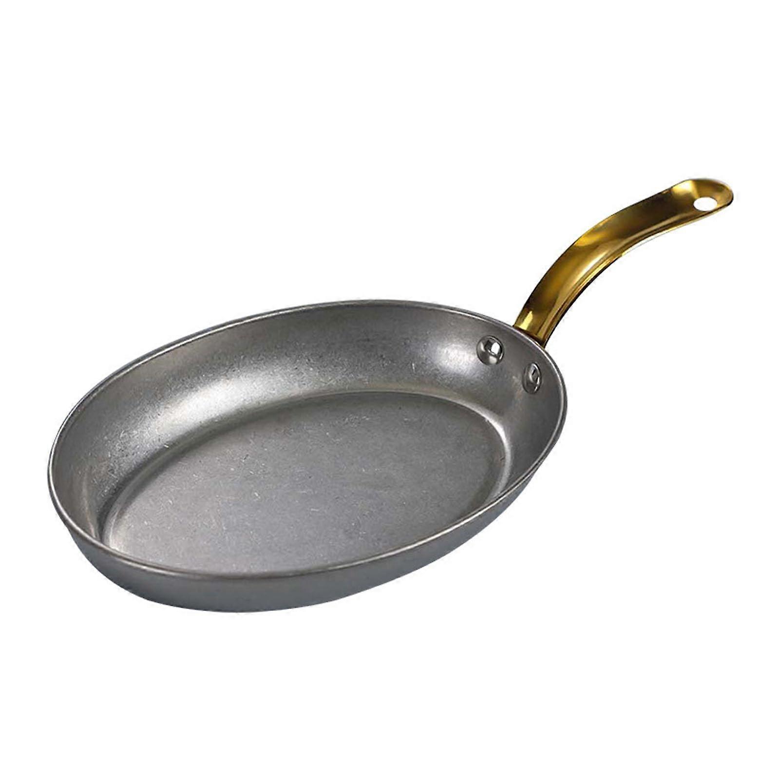 Oval Spanish paella pan with handle – nonstick seafood platter frying pans, rose gold, 16cm Silver