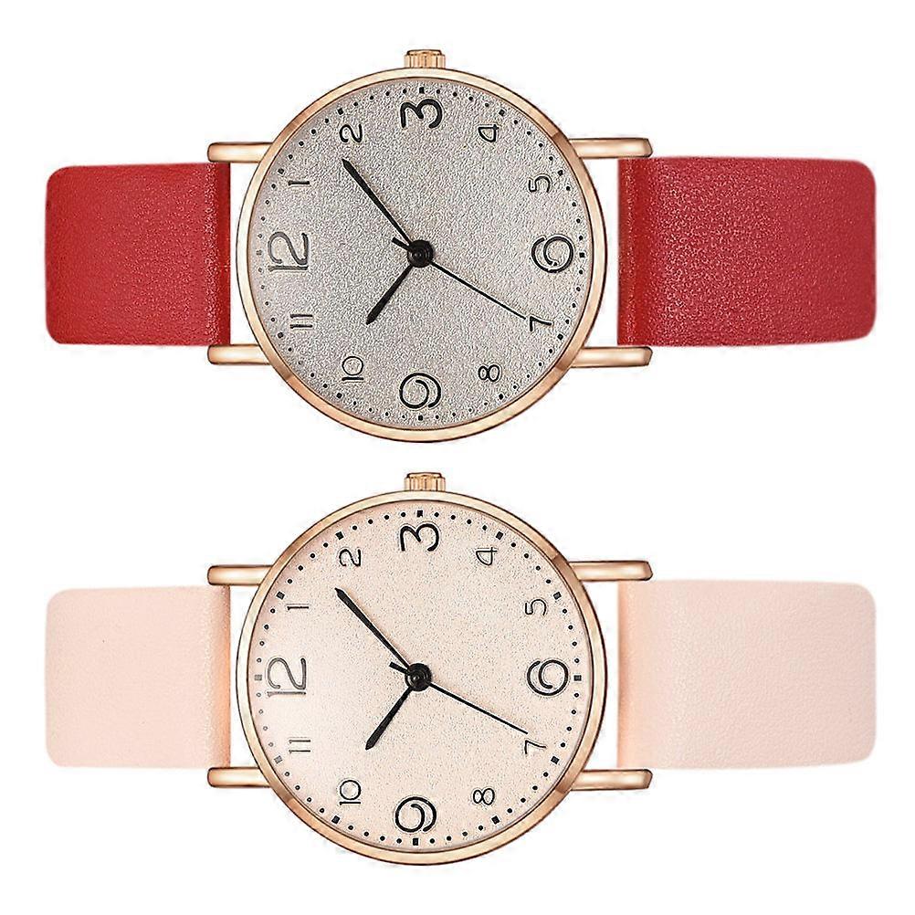 Women's Quartz Wristwatches with PU Strap – Casual & Fashionable Design for Daily Wear – Durable and Comfortable – 2PCS Set
