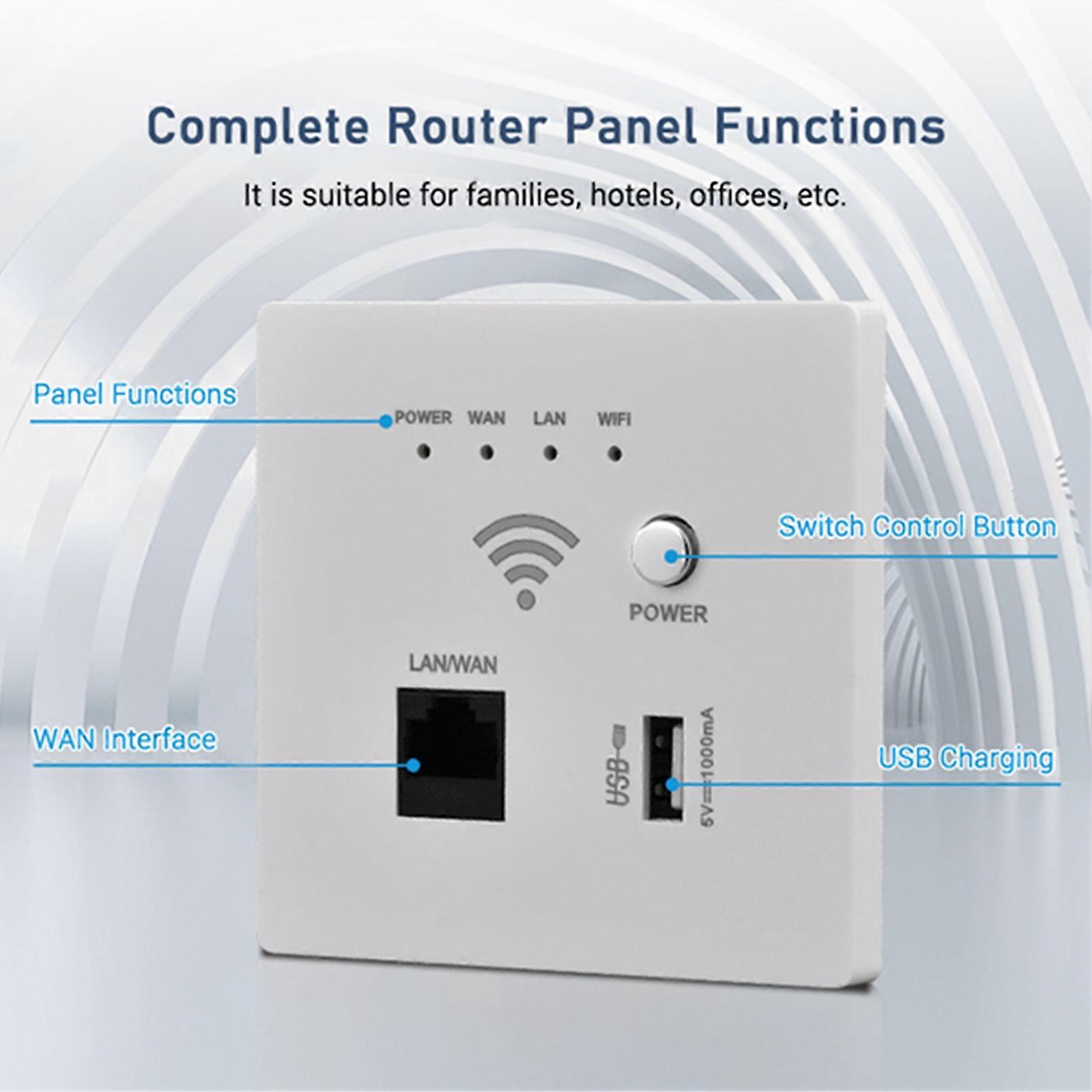 In-Wall Wireless 300M AP Access Point WiFi USB-Ladebuchse Wandmontage Wi-Fi AP Router mit WPS-Verschlüsselung