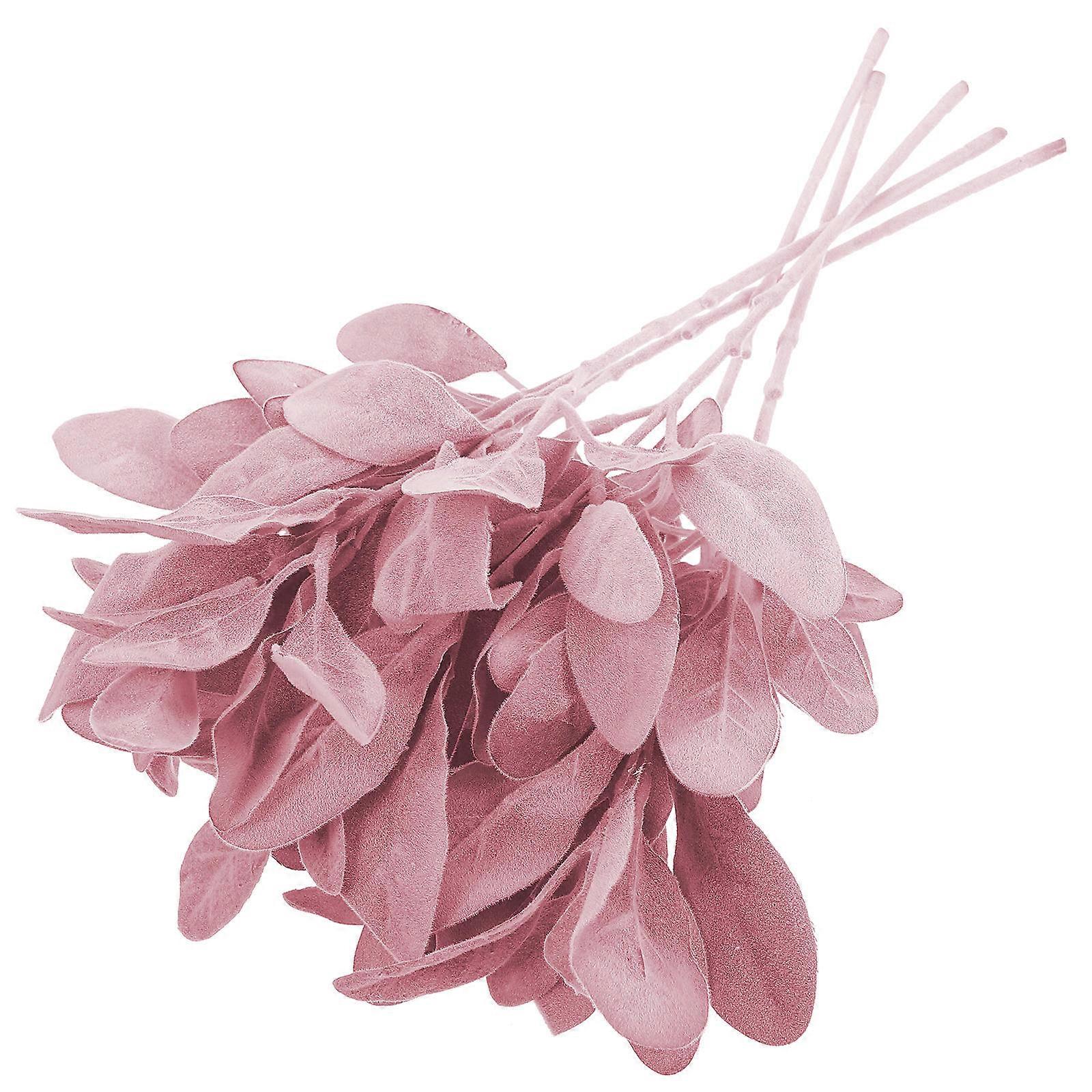 5pcs Flocking Green Leaves Artificial Plant Decoration for Home Office Natural Look Faux Foliage Easy Maintenance
