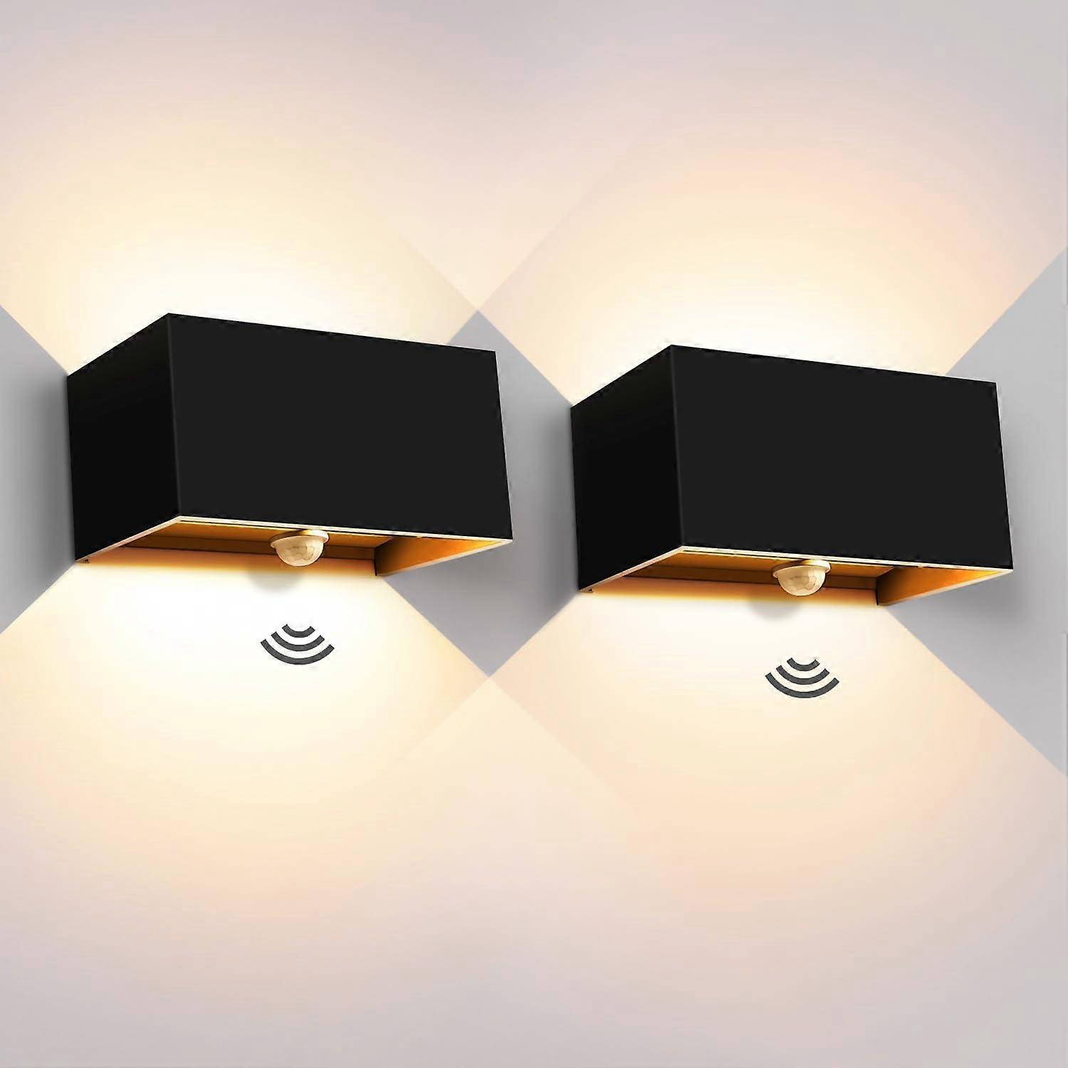 2 Pack 20W LED Outdoor Wall Light with Motion Sensor 3000K Outdoor Light IP65 Adjustable Beam Angle Up Down Indoor/Outdoor Design 2pcs 3000K Black