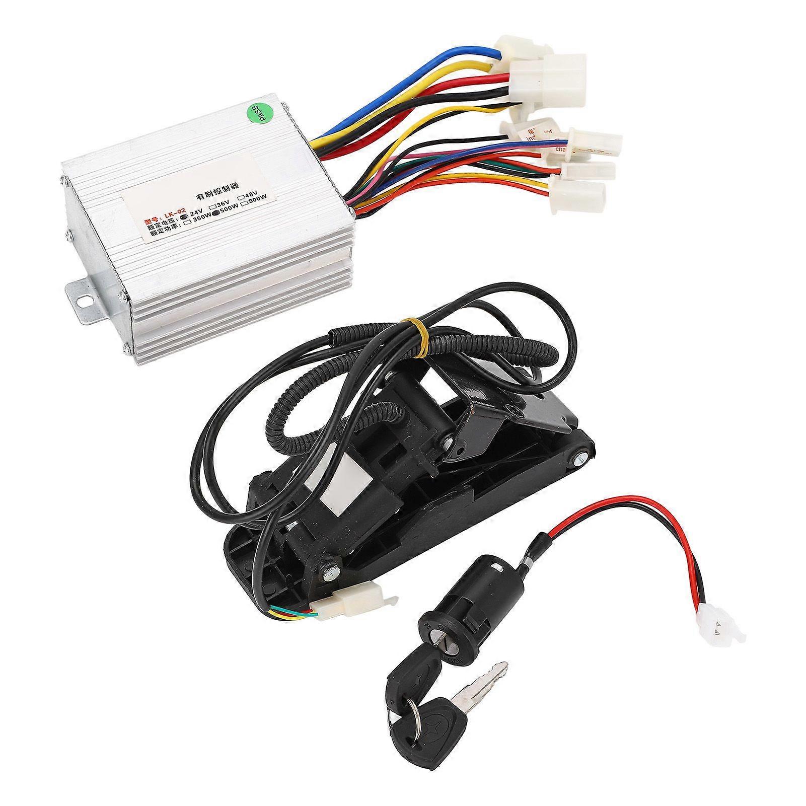 24V 500W Speed Motor Controller and Throttle Pedal with Lock Keys for Electric Bike Scooter YMQX)
