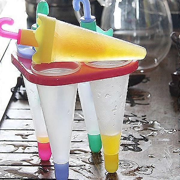 Ice Cream Molds Diy Ice Cream Maker Reusable Fruit Mold For Kids Family Picnics Six Cell Different Coloured Handles 1Set