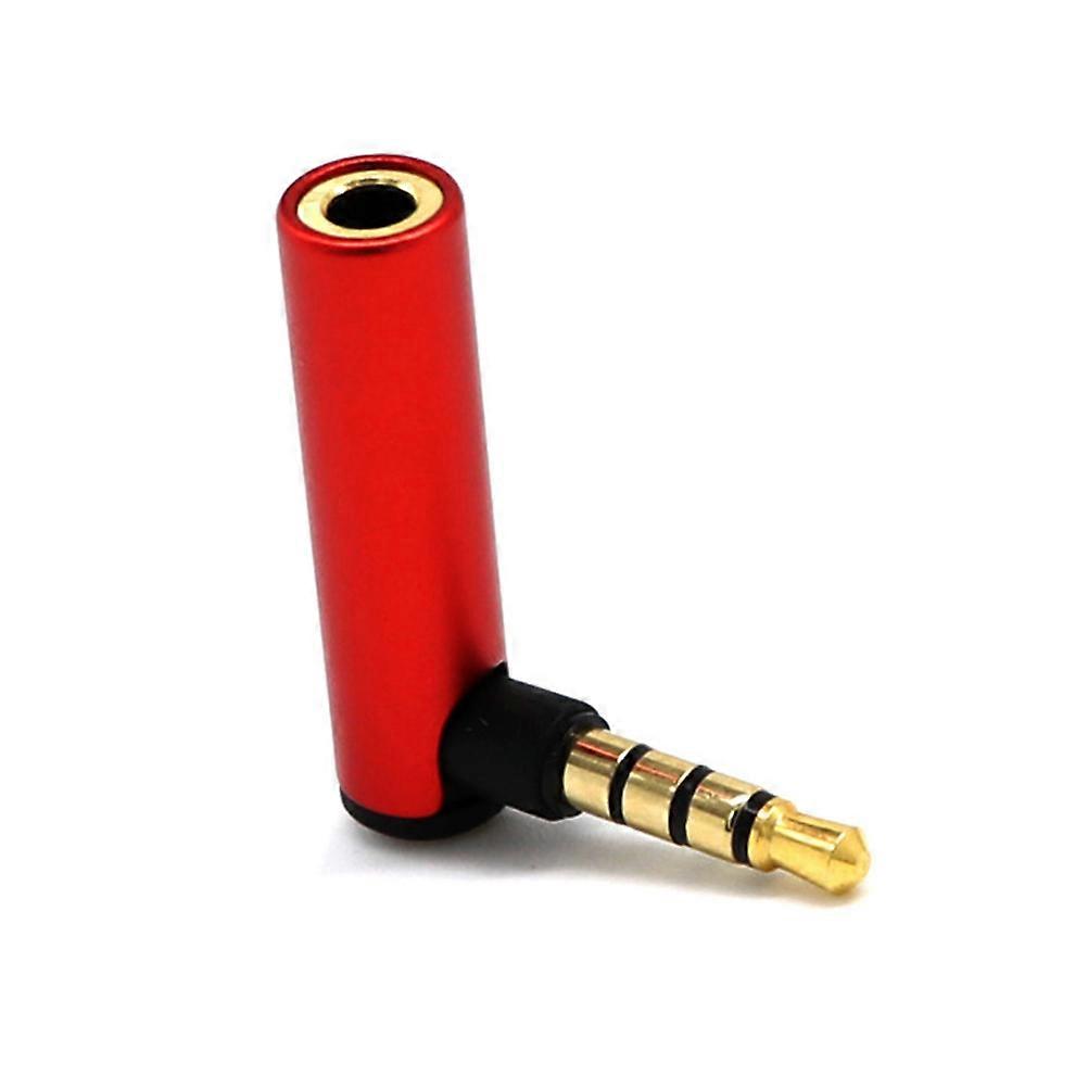 Stereo Headphone Adapter 3.5mm 90 Degree Bend Red Metal General Users 3Pcs