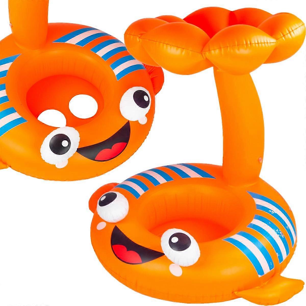 Children's Swimming Ring with Airbag and Sun Canopy, Swimming Trainer for Toddlers