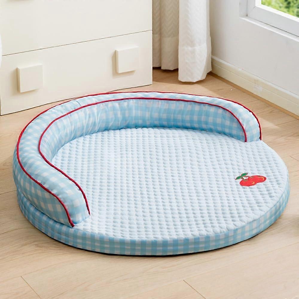 Round Cooling Pet Bed, 4 Seasons Mat with Removable Cover,  Elastic Sponge, 6 Designs (50cm) Cocoa Cherry