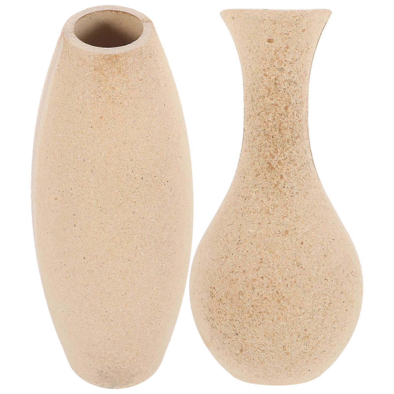 Solid Wood Vase For Decor Handmade Flower Container Natural Style Storage Container 17x8.5x8.5cm 2Pcs