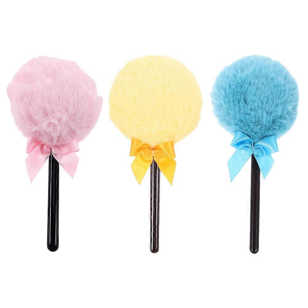 3pcs Soft Velvet Powder for Lollipop Handle Seamless Blending, Comfortable Grip for Loose Powder, Blush & Foundation Application in Women's Makeup