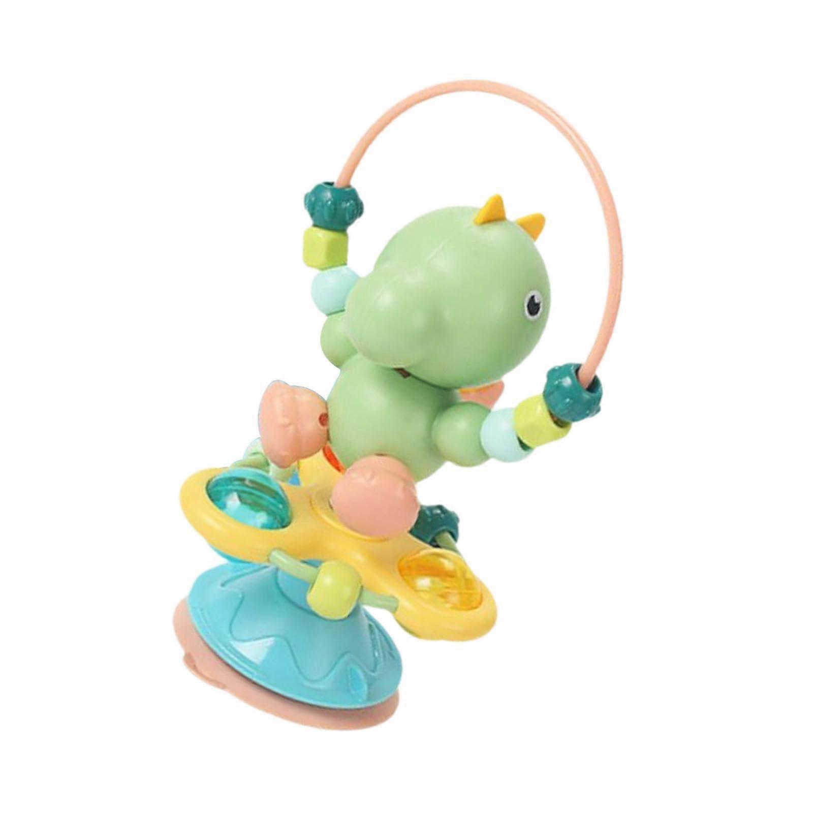 Suction cup rattle toy, baby feeding, soothing toy, sensory teething toy for motor training, concentration and, GREEN