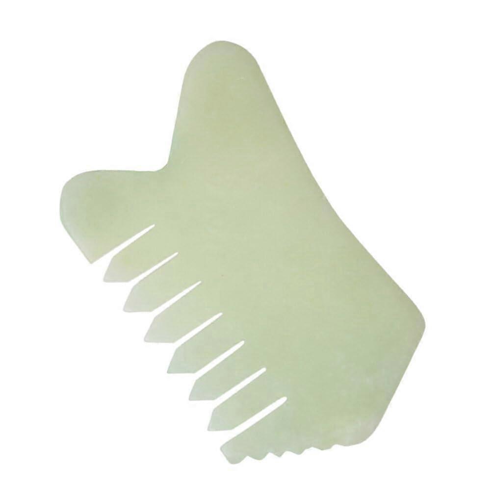 Face Massager Jade Gua Sha Comb for Scalp and Body, Handheld Meridian Massager, Natural Stone, Relaxation Tool