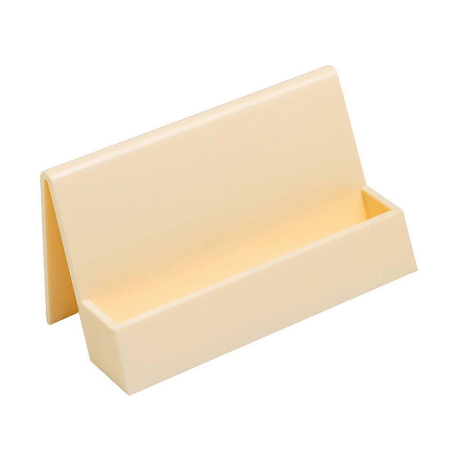 3part business card holder made of plastic, business card stand, desk business card holder with large capacity, name card stand beige yellow