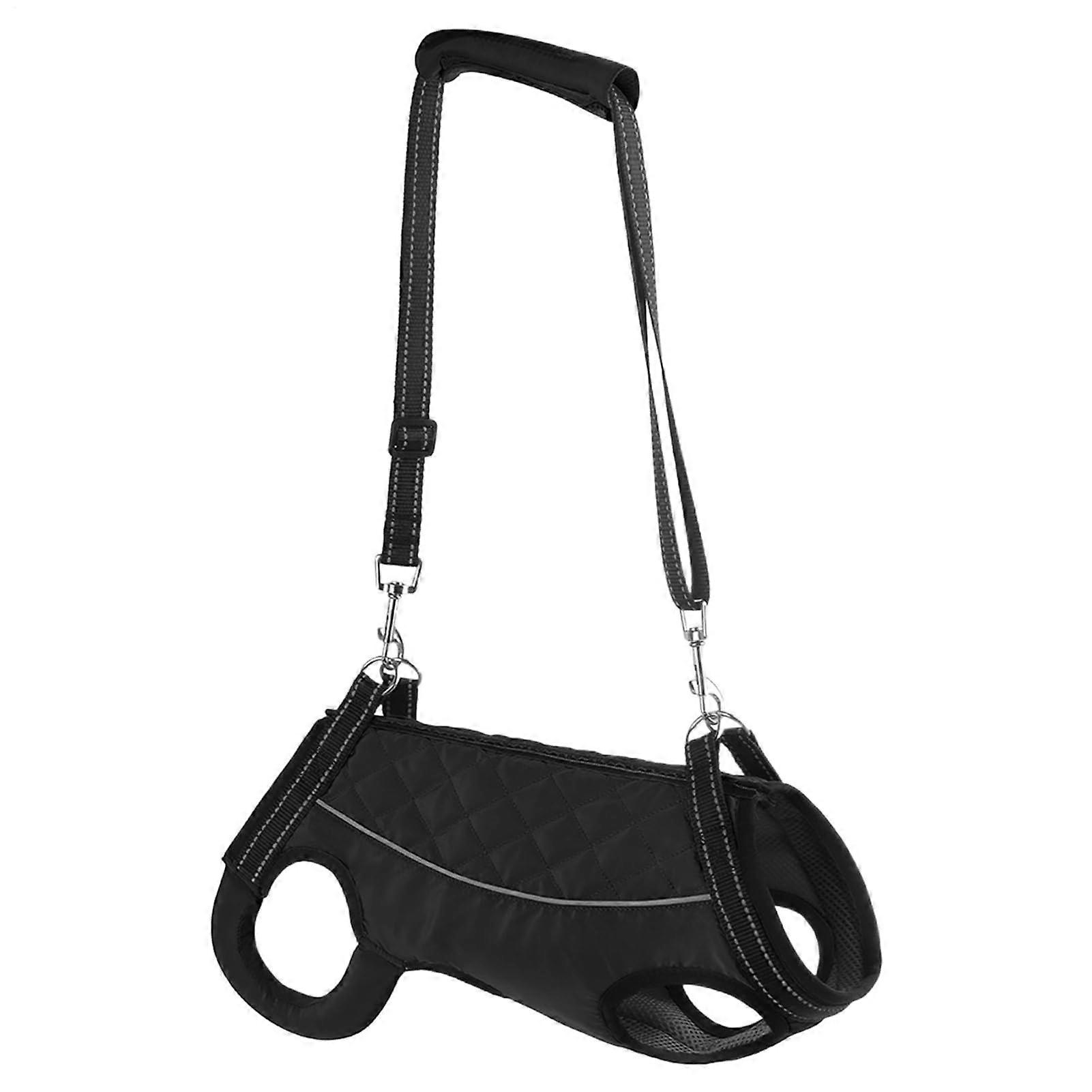Dog mobility harness travel vest with handle Reflective assistive belt for disabled pets Black L