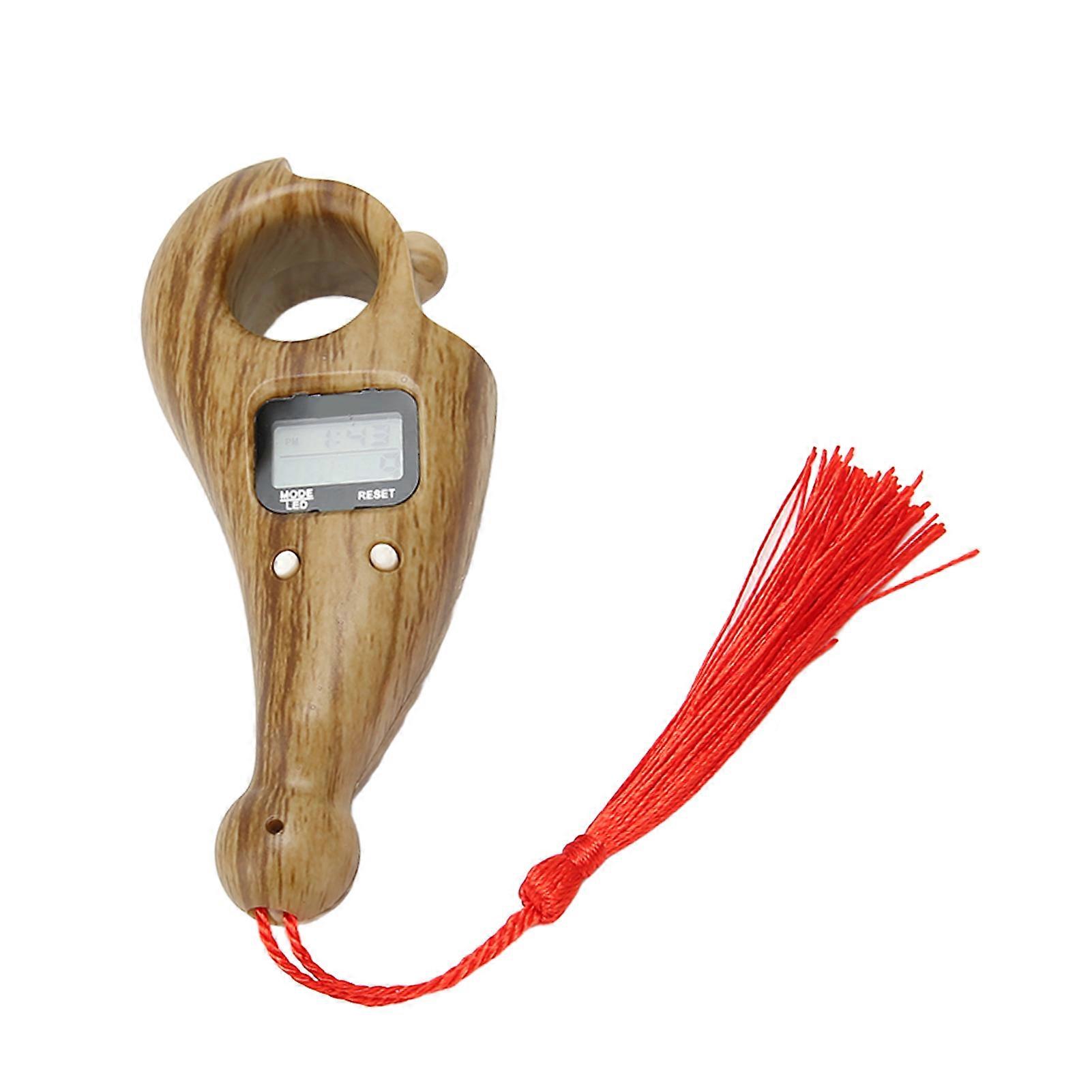 Digital Beads Counter with Tassel LCD Low Noise Impact Resistant Digital Buddha Beads Counter for Meditation Finger Movement Peach Wood 