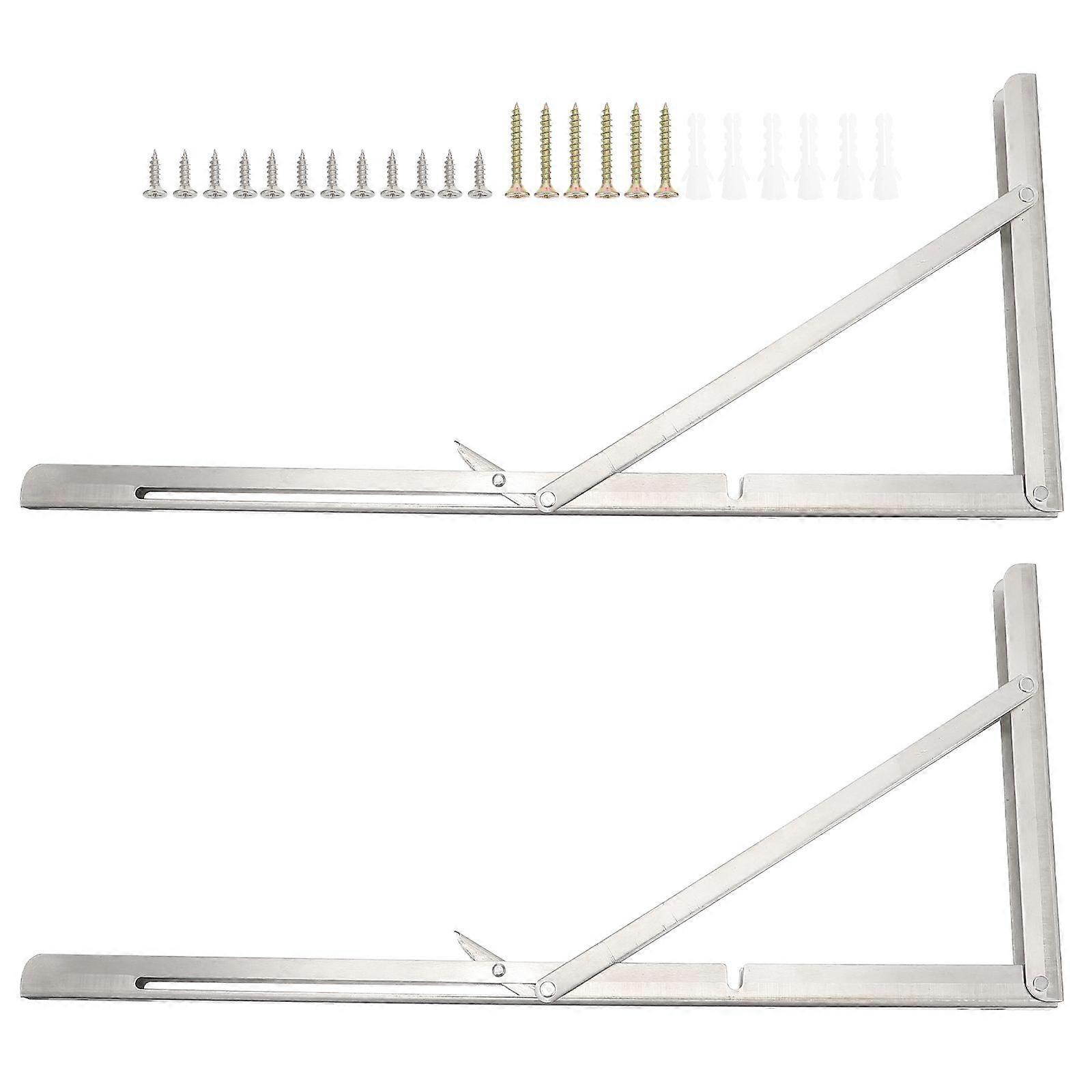 2pcs Stainless Steel Collapsible Brackets Folding Shelf Brackets Support Racks