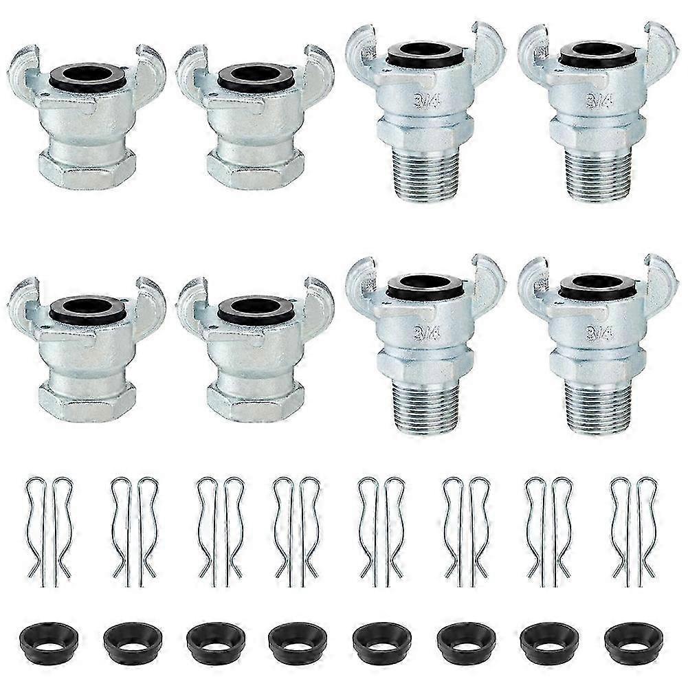 8PCS 3/4 Inch NPT Air Hose Fittings - Durable Connector Set for Pneumatic Hose Systems and Air Compressor Use