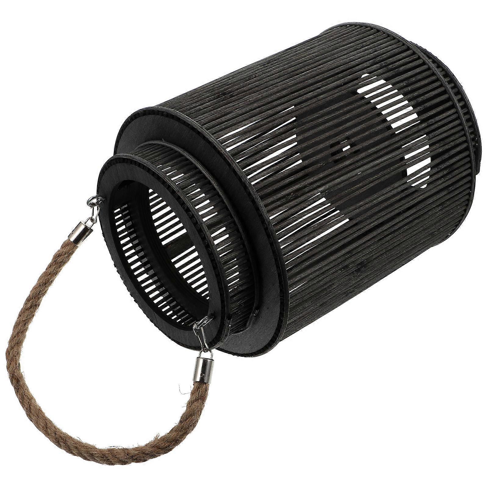 Handwoven Rattan Lampshade Home Lantern Adornment Square Base Shape 32x22x22cm Candleholder 1Pc