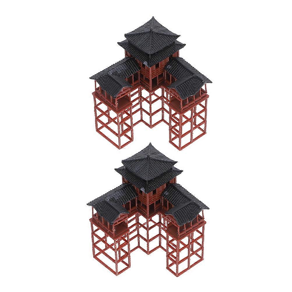 Ancient Fish Tank Ornaments Set of 2 in Brown PP for Aquarium Decorations Enhancing Visual