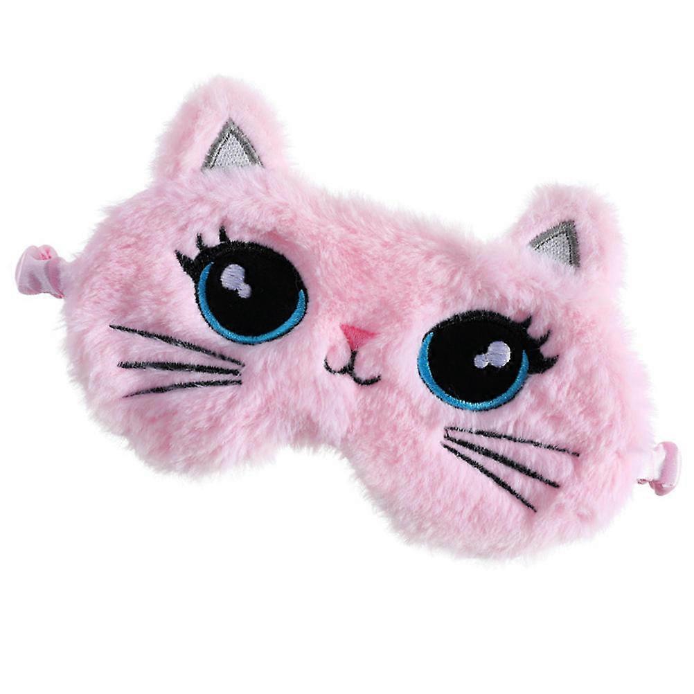 Pink Plush Cartoon Eye Mask for Comfortable Sleep Home Use Elastic Band Sleep Cover 12x4 Inches