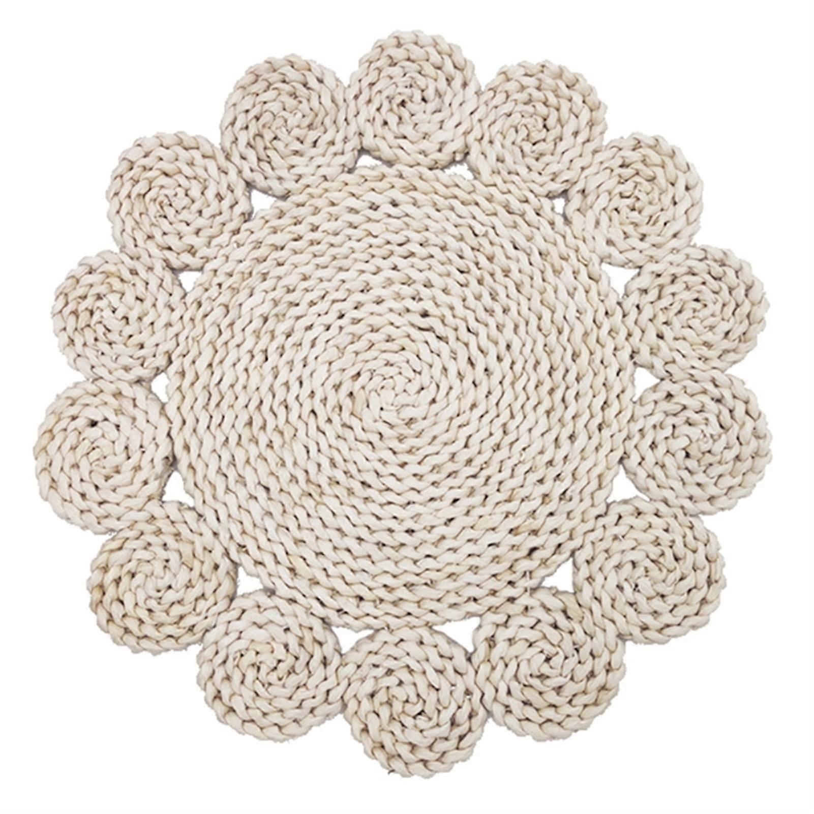 Woven Placemats Round 4-Pack Heat And Scratch Resistant Dining Table Mats Natural Straw Material