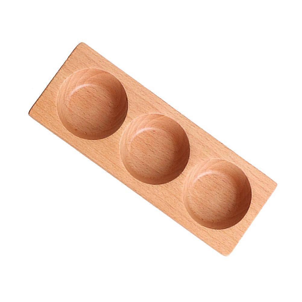 Snack Platter Natural Wooden Sauce Dishes Rectangular with Grids Khaki 20x7.5x3cm Suitable for Hamburgers Decorative Plate 1Pack