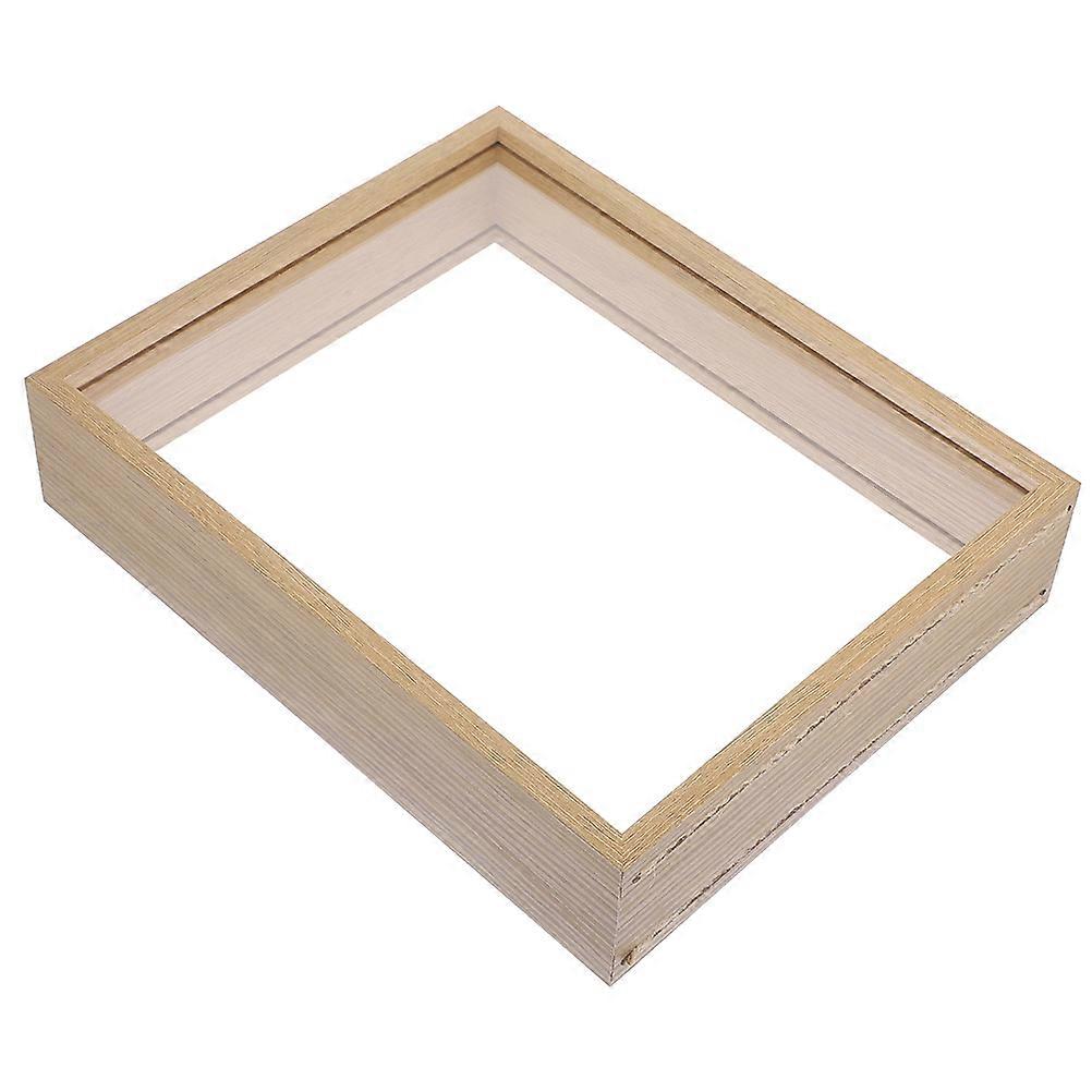 Pressed Flower Frames Floating Picture Frame Natural Wood Color Acrylic Material For Flower Specimen Display 20.30X15.20X5.80CM Diy Style 1Pcs