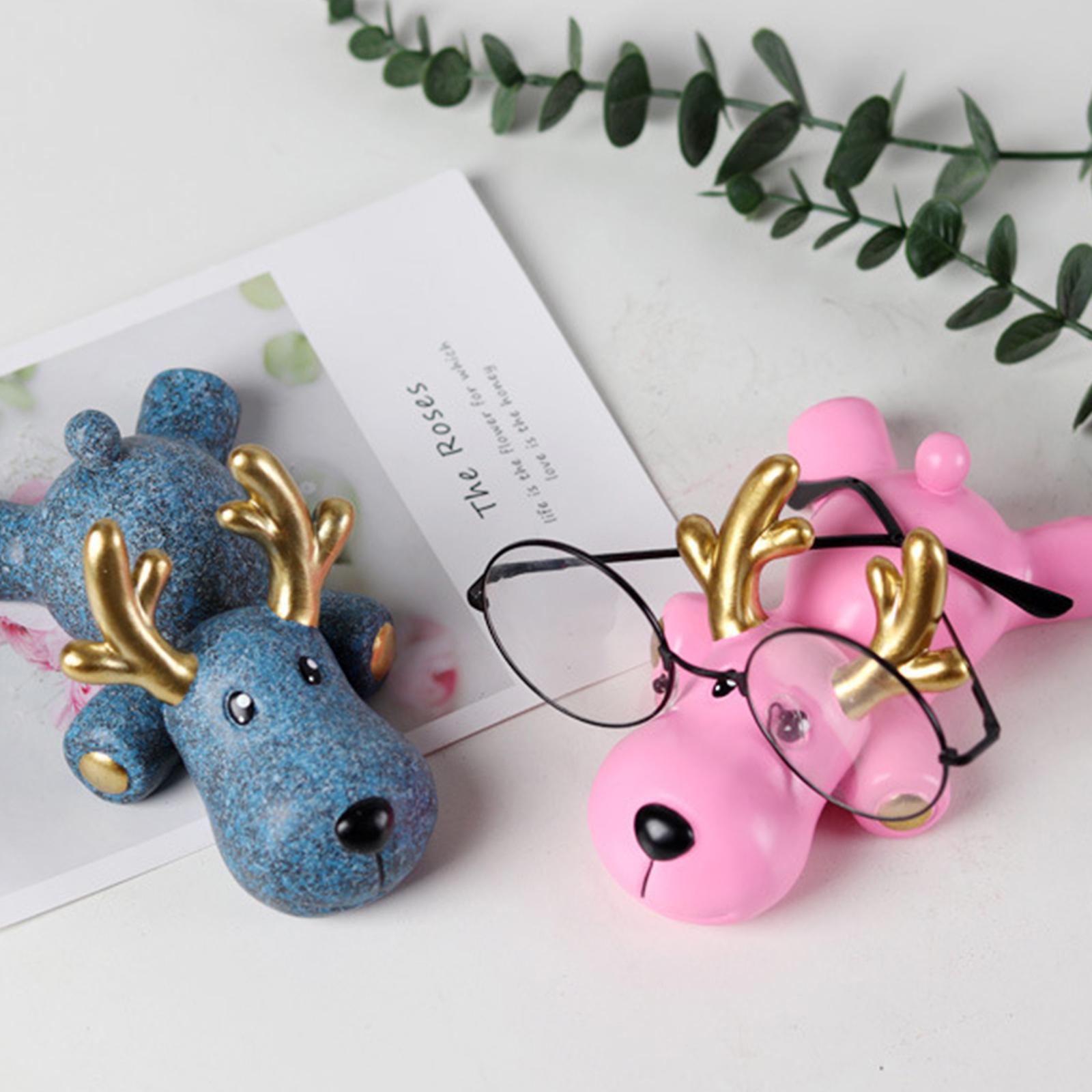 Cute Animal Figurine Elk Glasses Storage Holder Resin Statue Show Rack ...