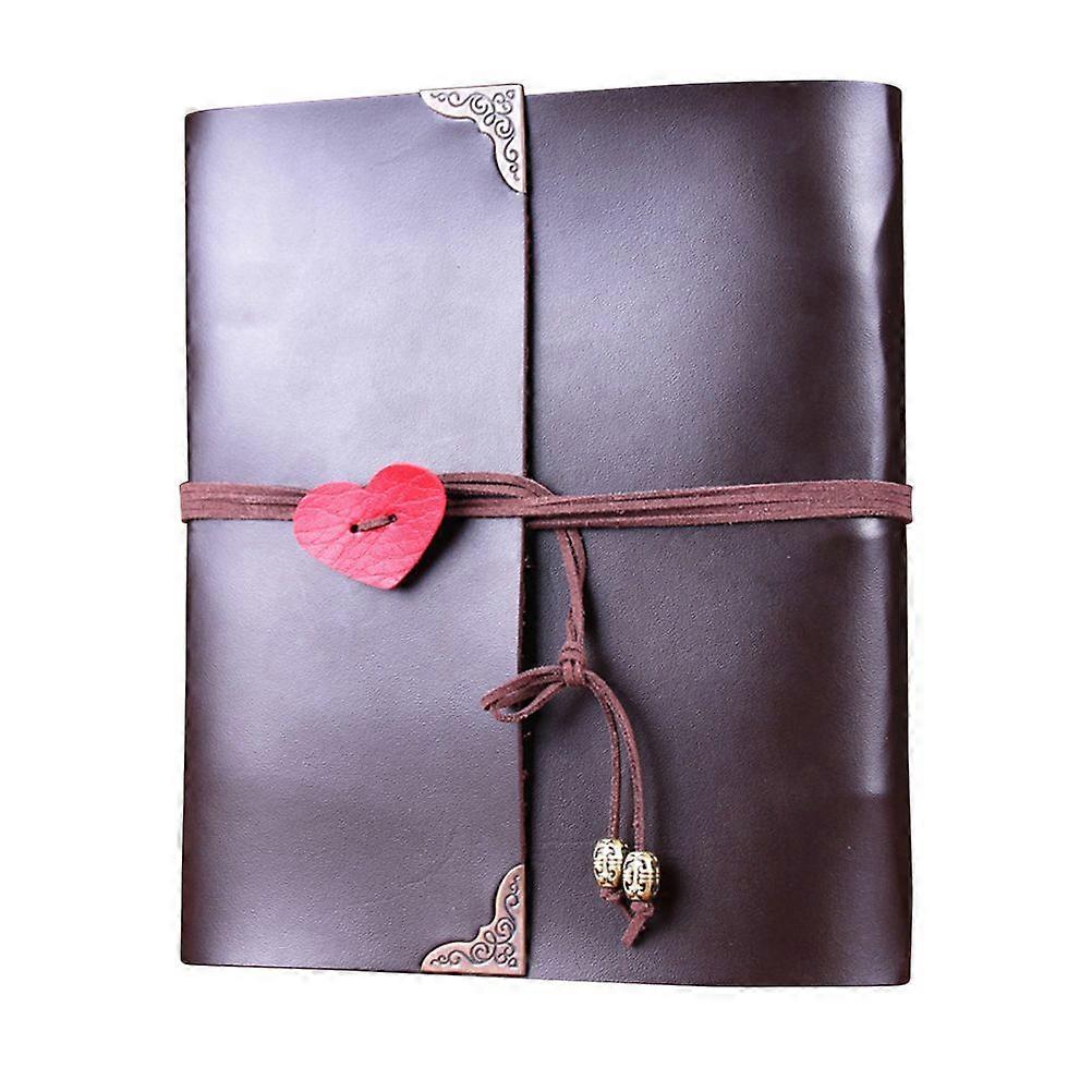 ألبوم صور الحب القلب الغلاف الجلدي سجل القصاصات ألبوم DIY ألبوم صور حفل زفاف كتاب التخرج يوميات دفتر يوميات دفتر (قهوة)