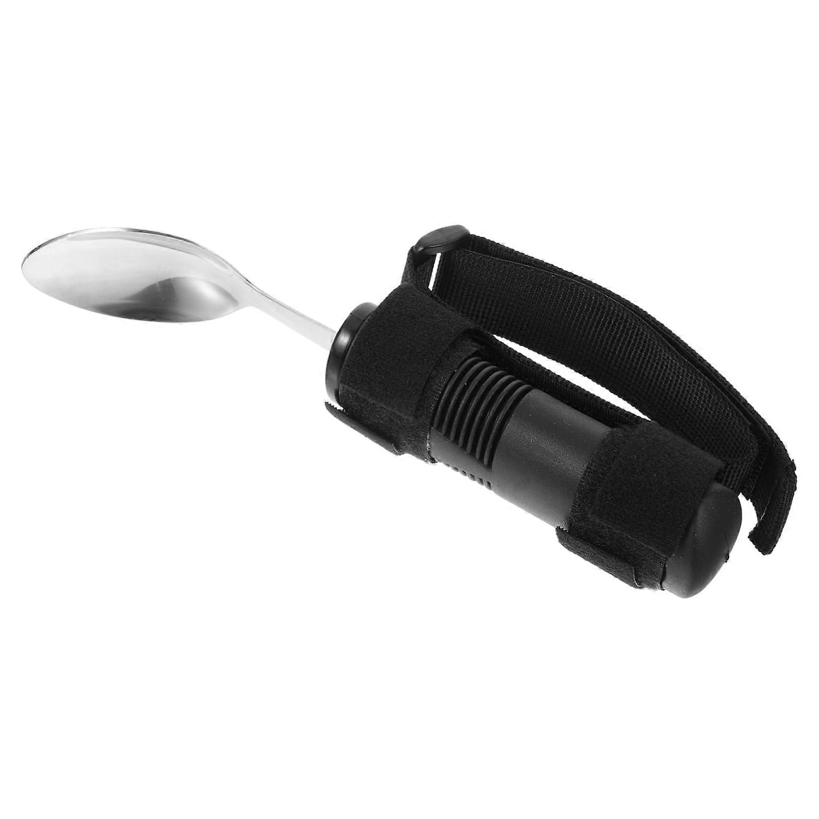 Anti Shake Tableware Spoon for Disabled Individuals with Curved Handle, Rustproof Steel, Adjustable Foldable Design, 19x4cm