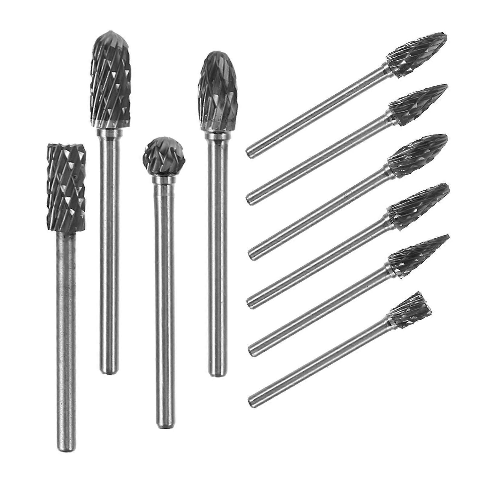 Tungsten Steel Grinder Bits for DIY Use Compatible with Electric Grinders 10pcs Assorted Size