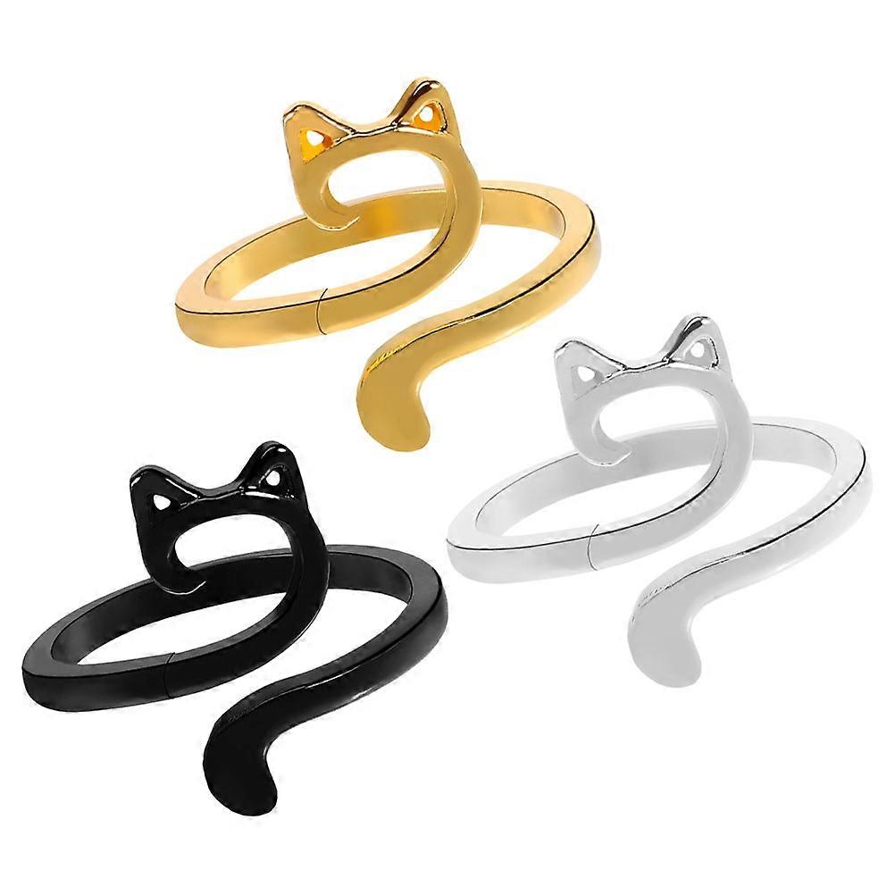 3 Pieces Zinc Alloy Decorative Knitting Rings for DIY Crafts and Sewing Projects Assorted Color