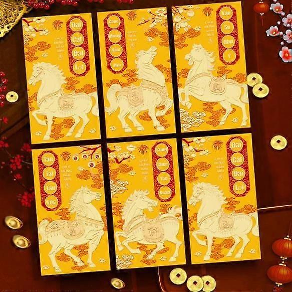 48pcs Vietnamese New Year Red Envelopes: 2026 Year Of The Horse Red Packet - Lucky Money Pockets - Spring Festival Hong Bao - Fengshui Coins Container