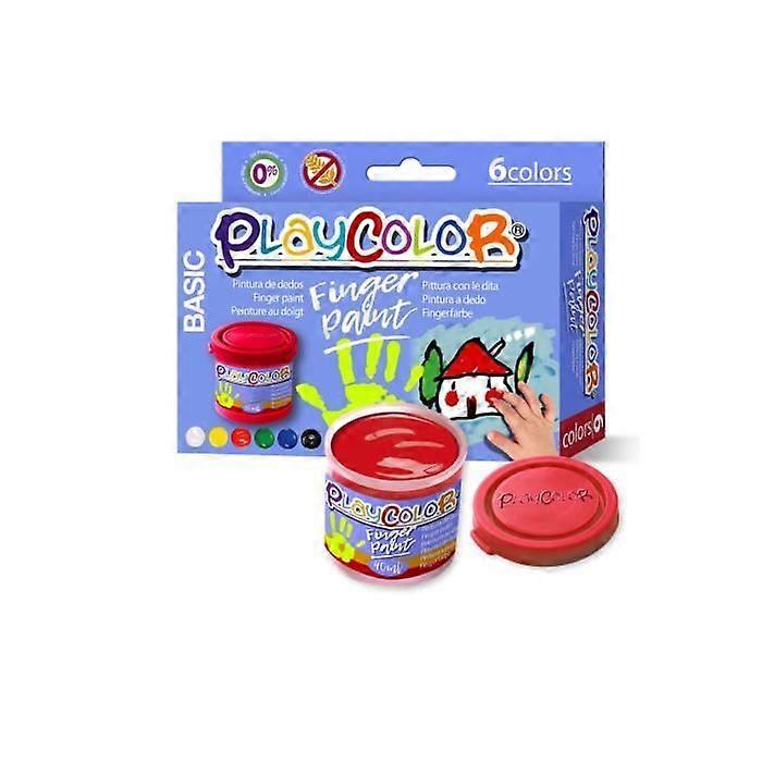 Fingerfarbe - PLAYCOLOR - FINGERFARBE BASIC - Set mit 6 Töpfen - 40 ml - Verschiedene Farben