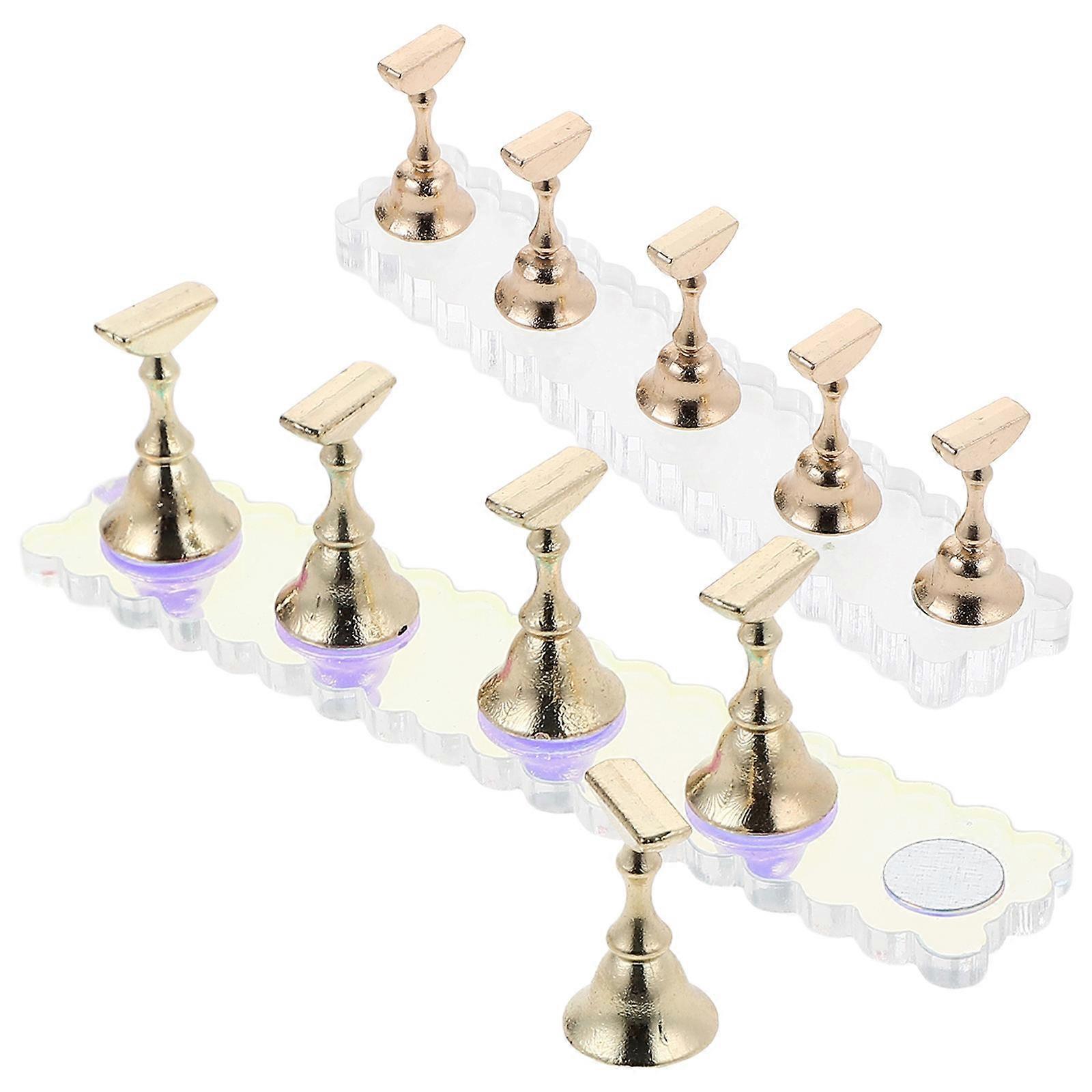 Nail Stand for Painting Nails with Assorted Color Acrylic and Metal Material Portable and Sturdy 2 Sets