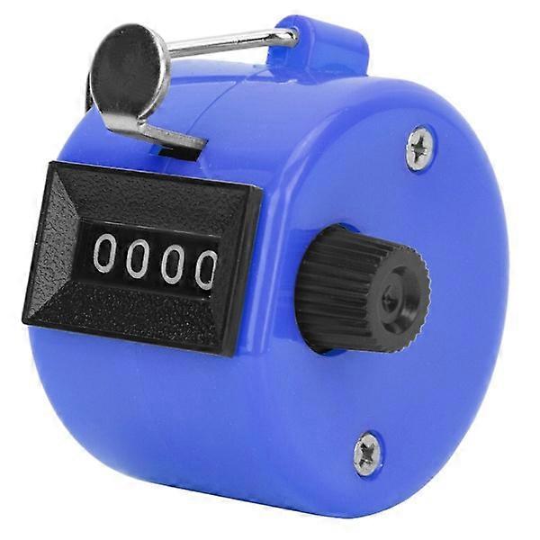 BERM Hand Tally Counter 4-Digit Plastic Knob Reset Handheld Counting Tool with Hook Blue