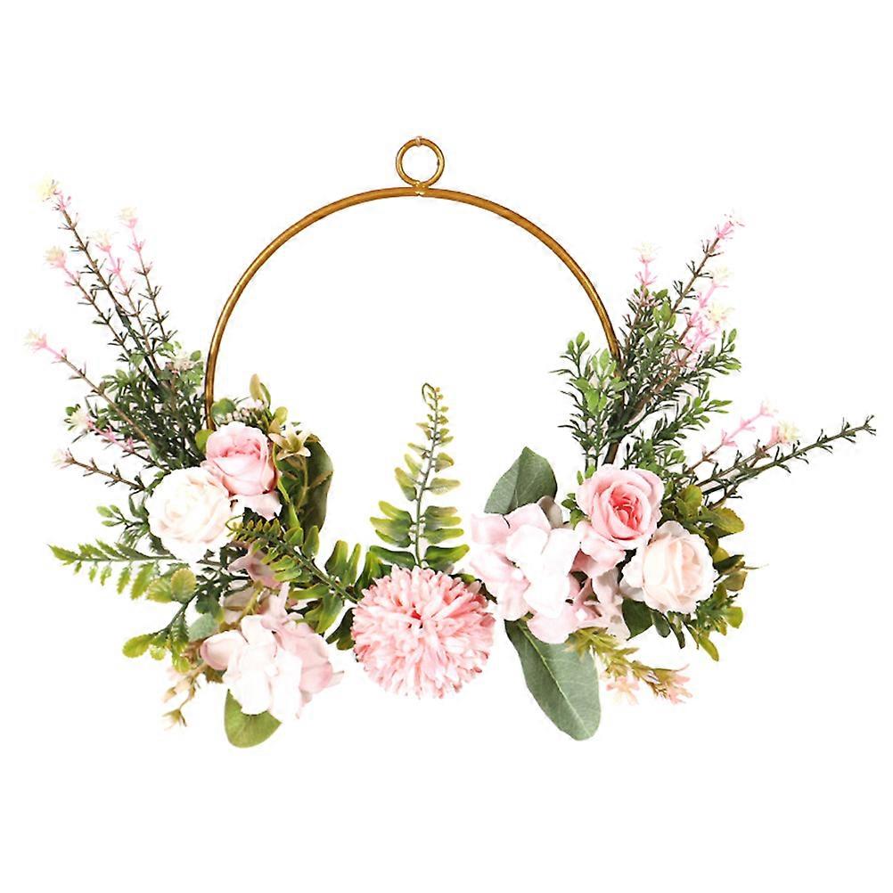 Green wreath, versatile metal ring for weddings and parties, lifelike plants appearance