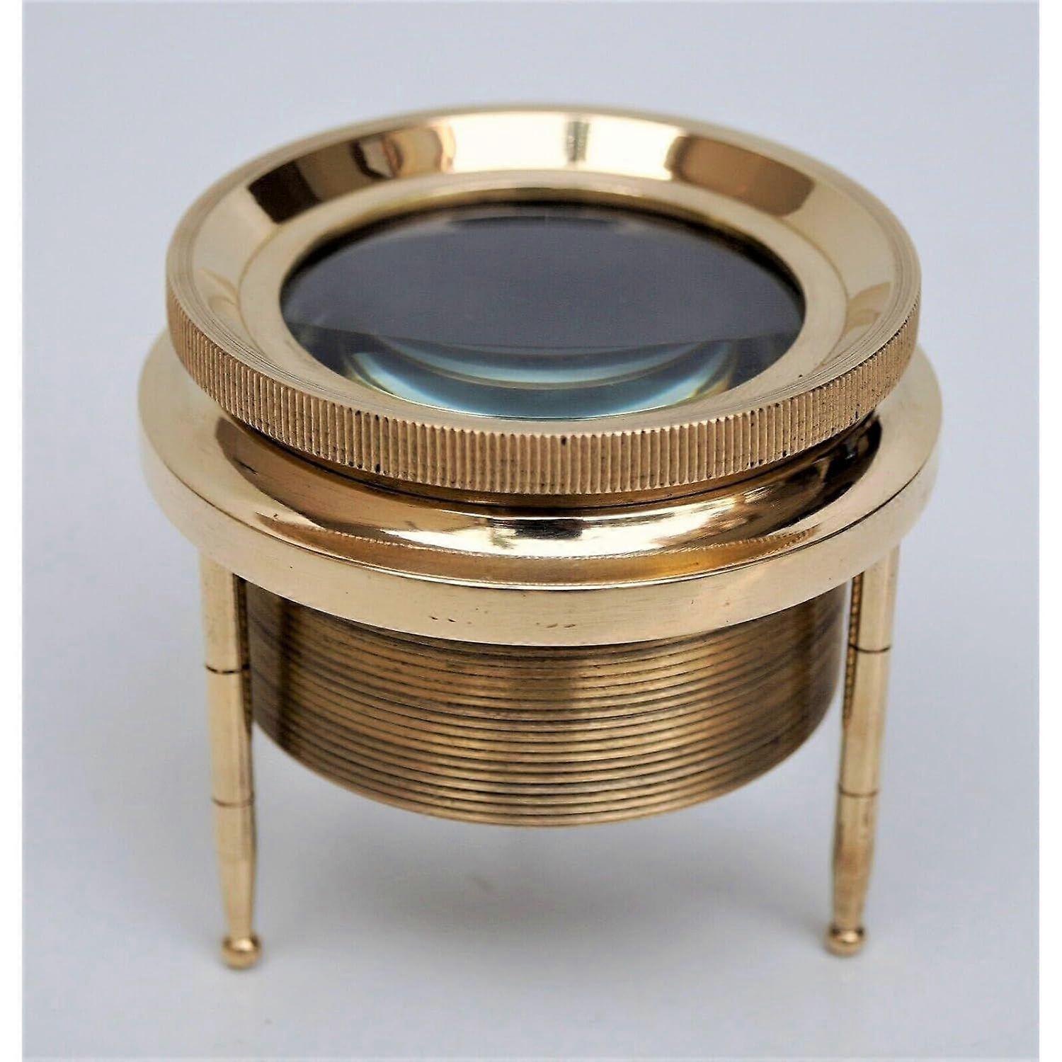 Small Brass Magnifying Glass Optional Round Magnifier Monocle Page Reader - Vintage Style Nautical Standing Magnifier
