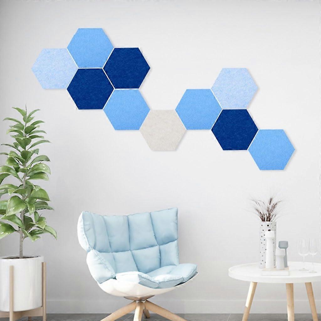 10piece hexagonal felt pinboard tiles, selfadhesive for DIY, office, home (Style3)