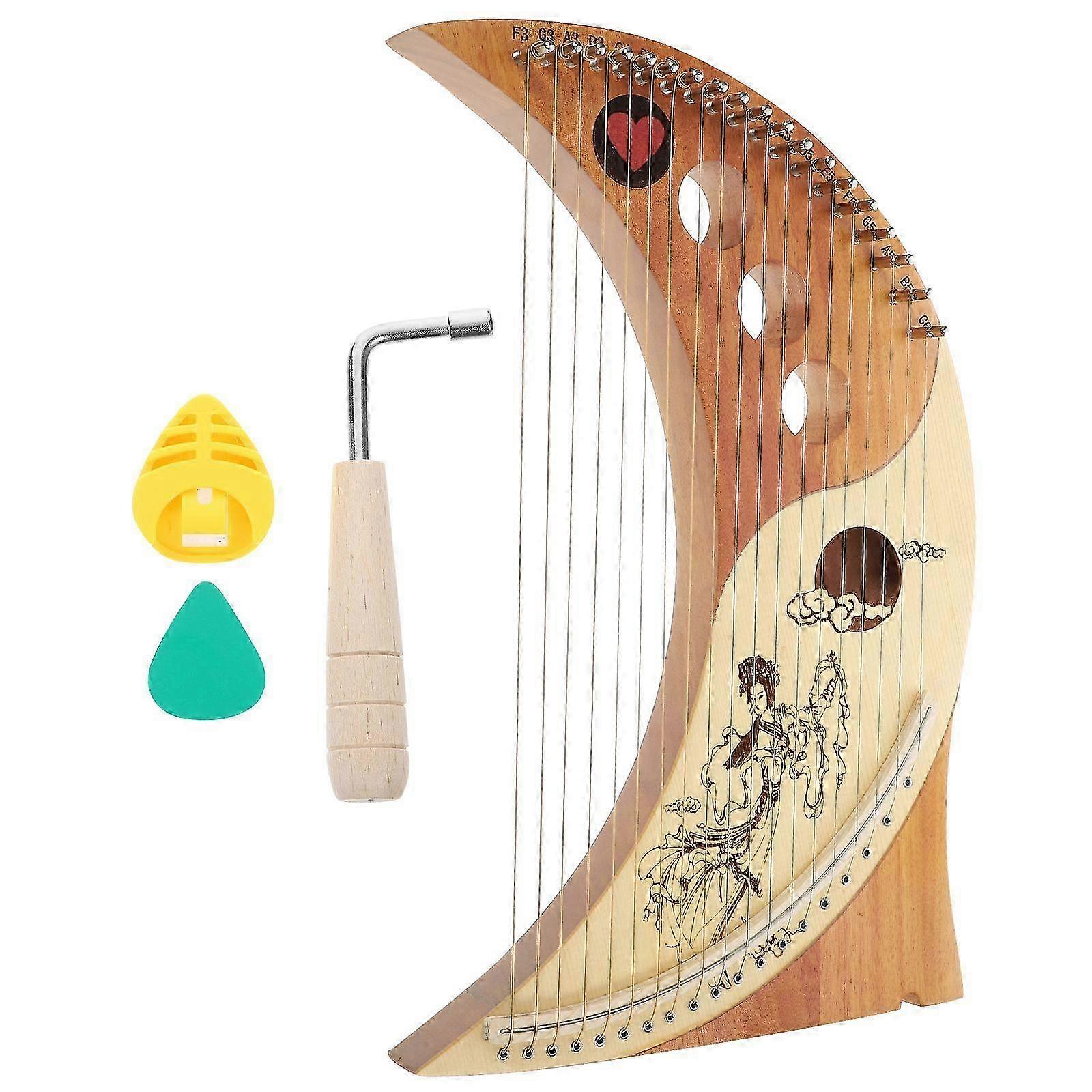 1 Set Lyre Harp 19 Metal Strings Handheld Harp Wood String Instrument (assorted Color)