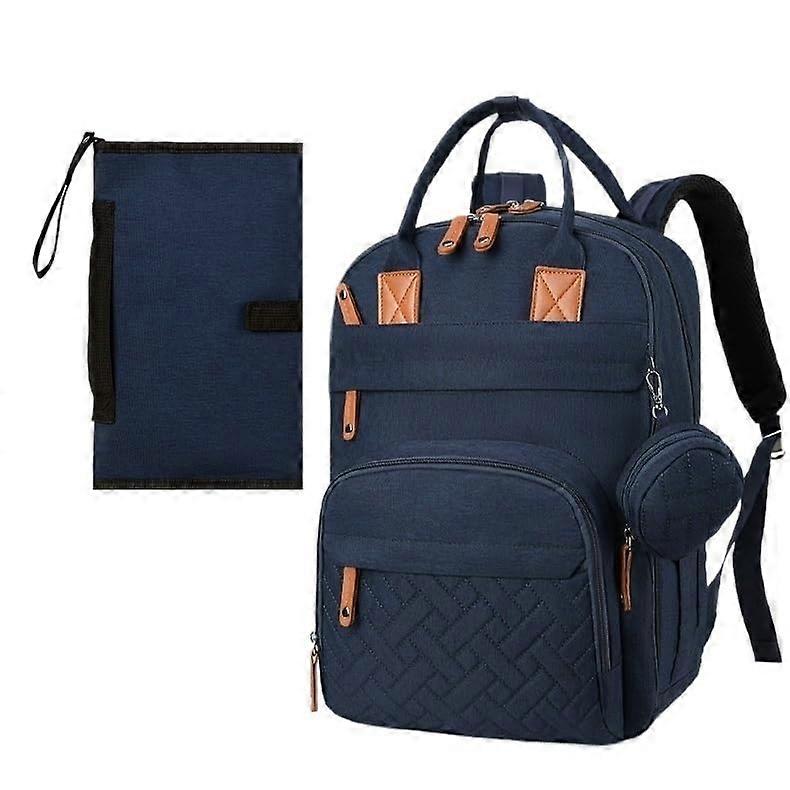 Diaper Bag Backpack Waterproof Large Capacity with Insulated Pockets (Blue)